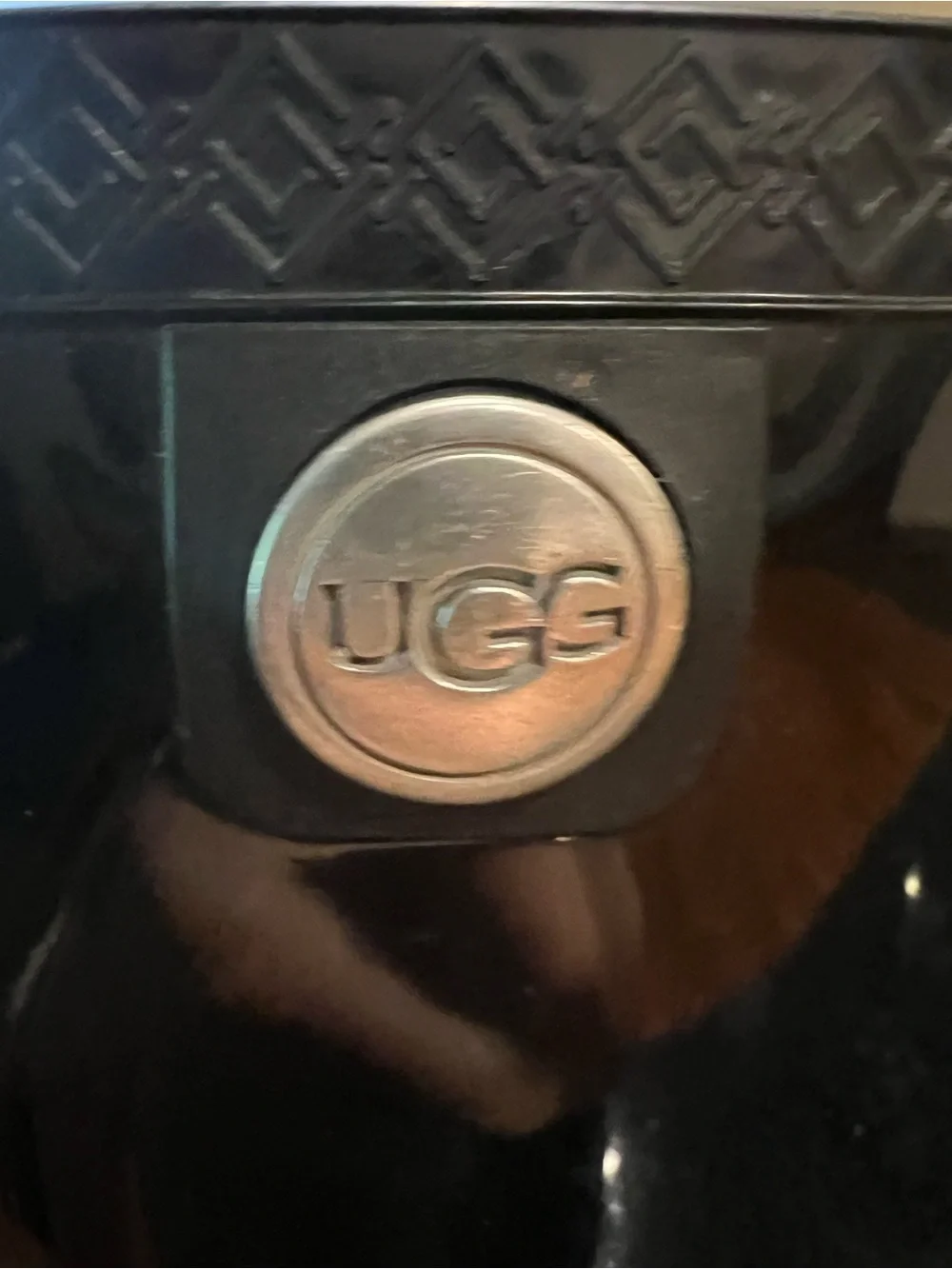 Minimalist Ugg Sienna Glossy Black Waterproof Rain Boots Fur Insole Size 9 Women